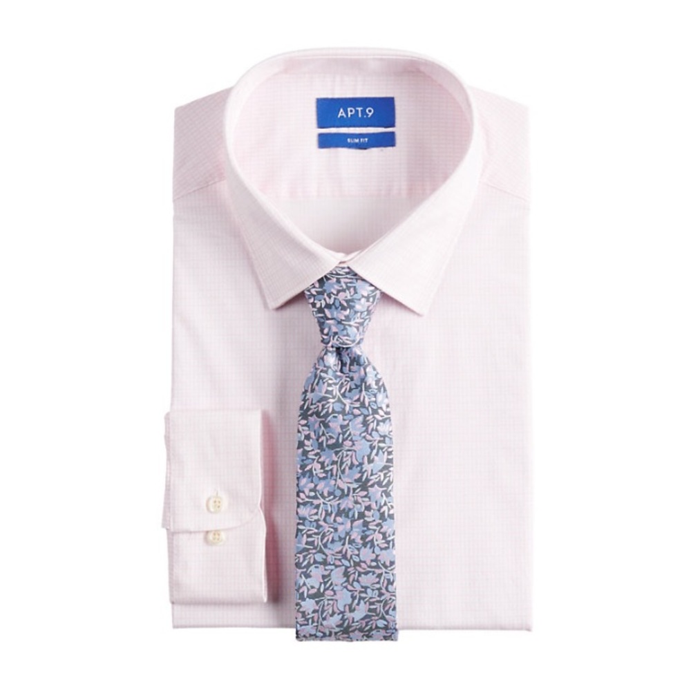 Apt.9 Slim Fit Dress Shirt and Tie Set